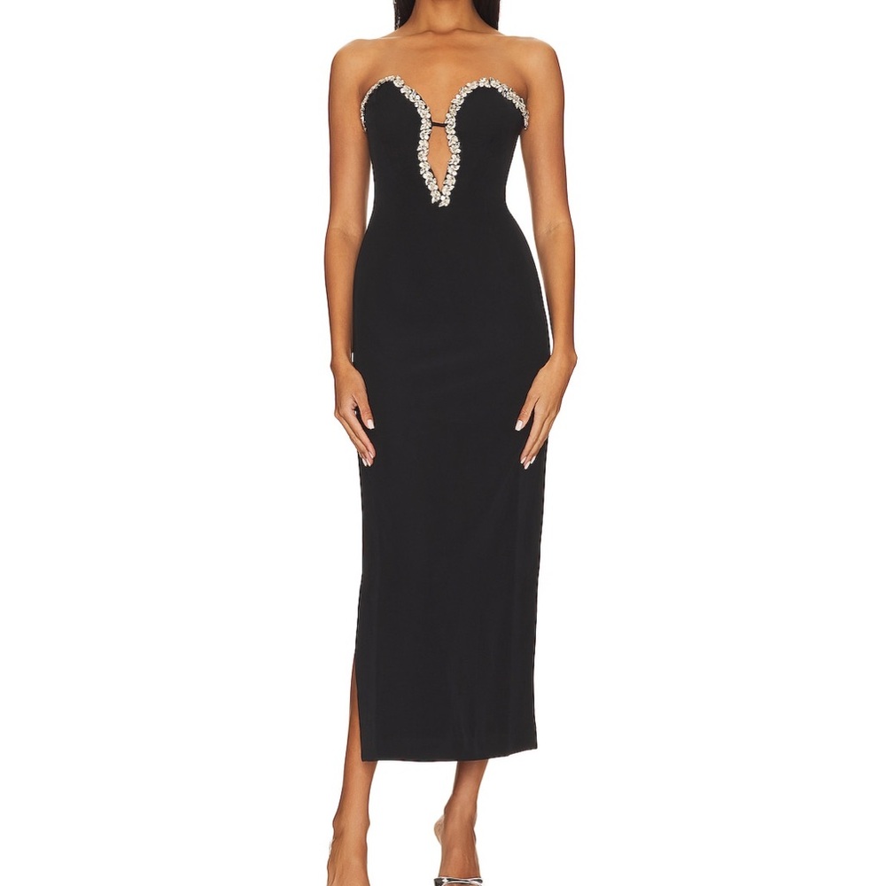 Bardot revolve Eleni Diamante  Dress - Elegant Black Strapless Dress. / …